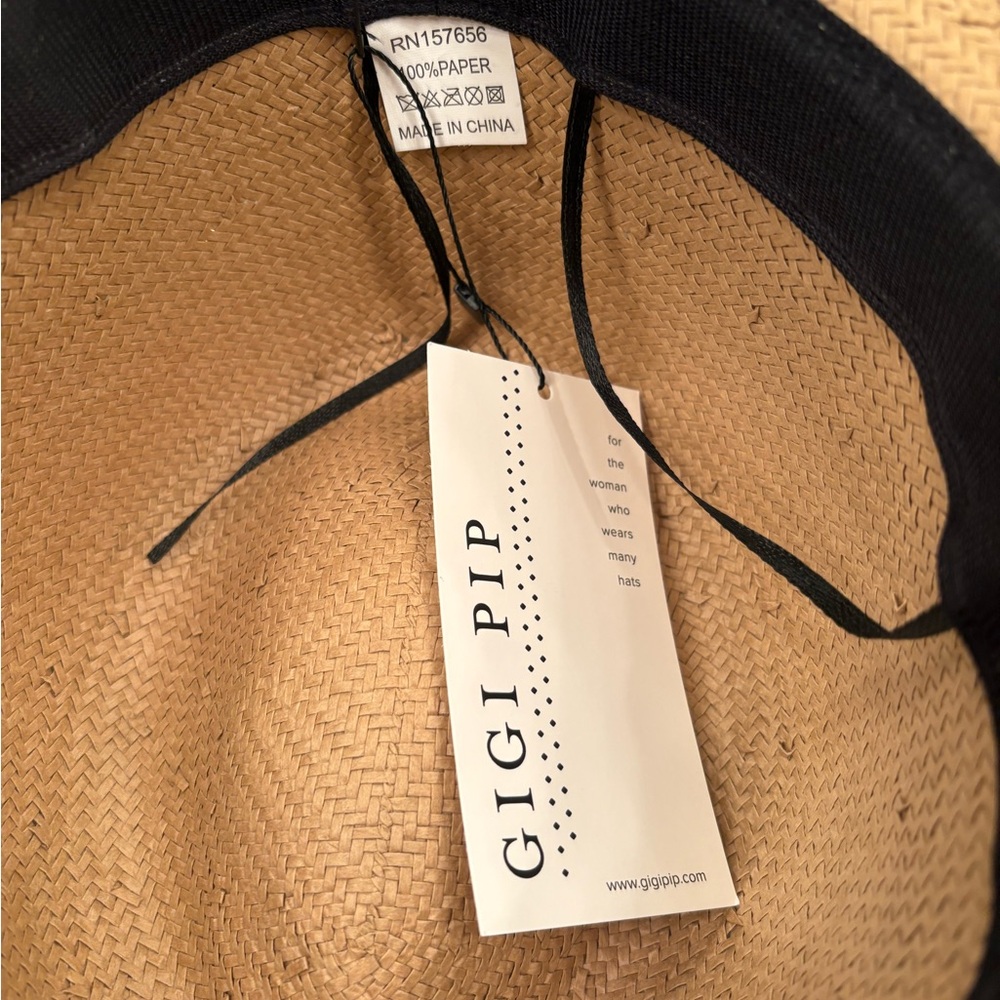 NWT- Gigi Pip Meredith Tan-wide brim Panama hat tan - Picture 4 of 8